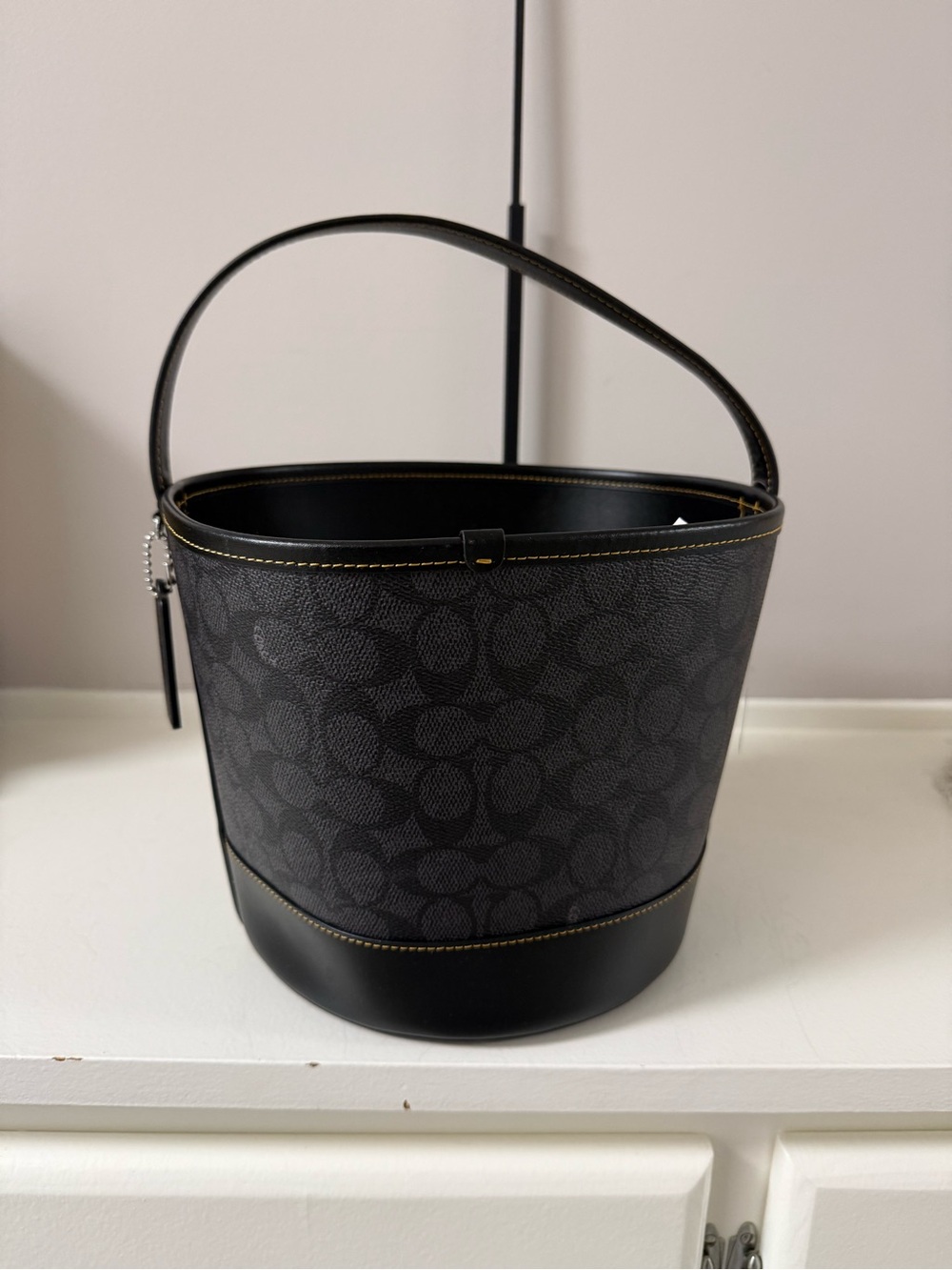 Coach Halloween Black Bucket Bag with Moon & Cat Graphic - Picture 2 of 6